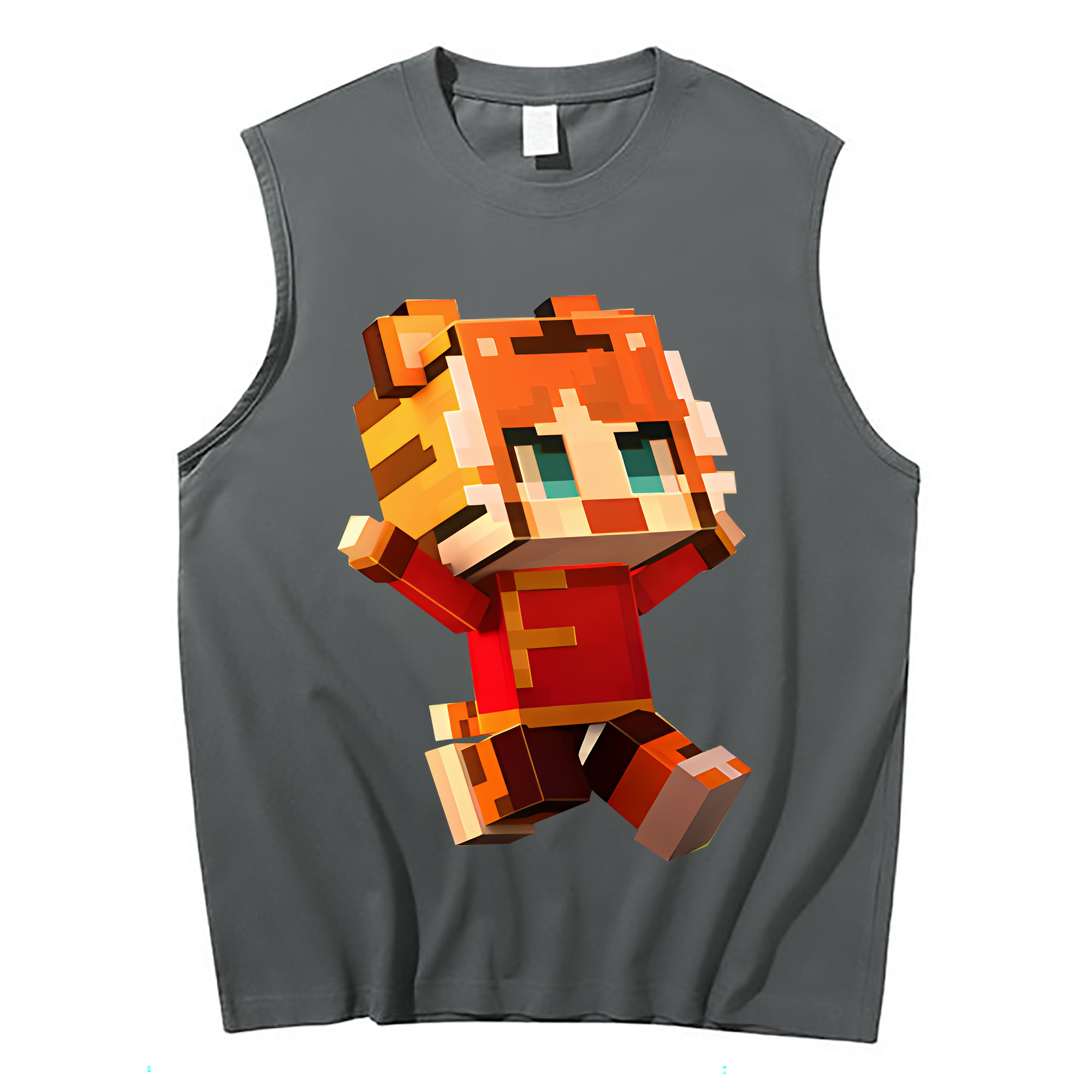 （画像用） マインクラフト ブロックの世界 Minecraft MC Block world コットン100％タンクトップ（フロントプリント）
